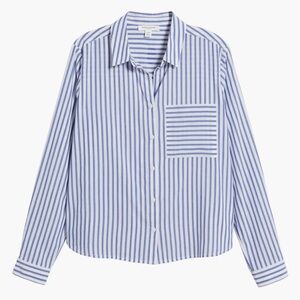 beachlunchlounge Blue and White Striped Button Down Shirt